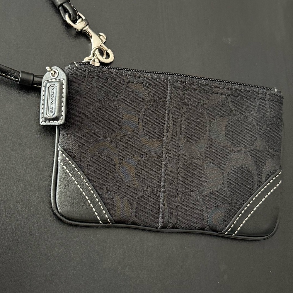 Coach Black Wristlet with Tag Detail - Picture 2 of 8